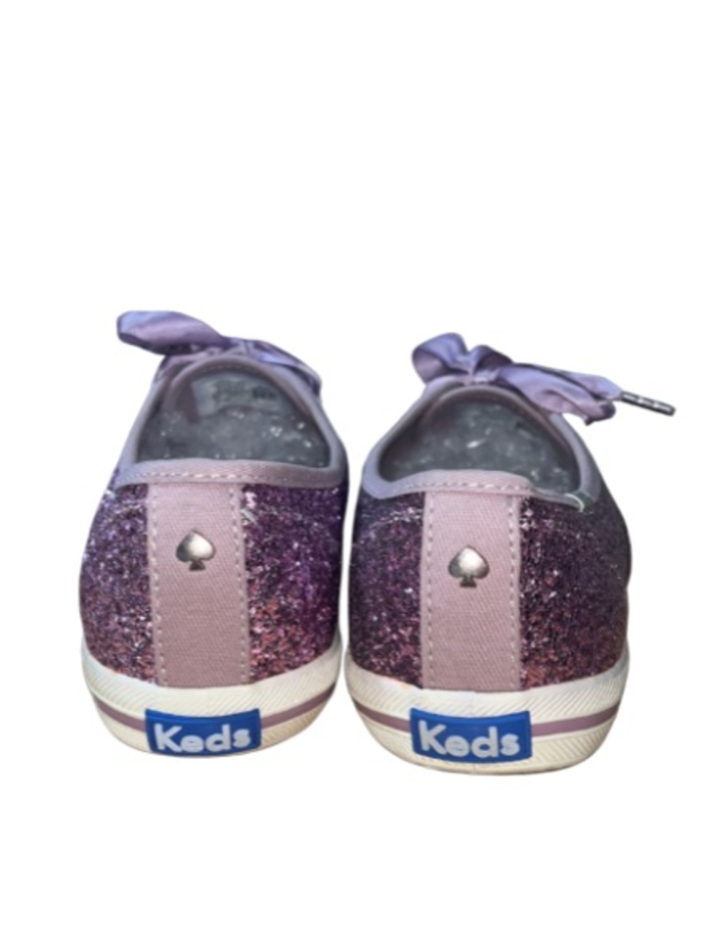 Keds x Kate Spade Lavender/Purple Glitter Satin Lace-Up Sneakers, Size 7.5 - Picture 6 of 7